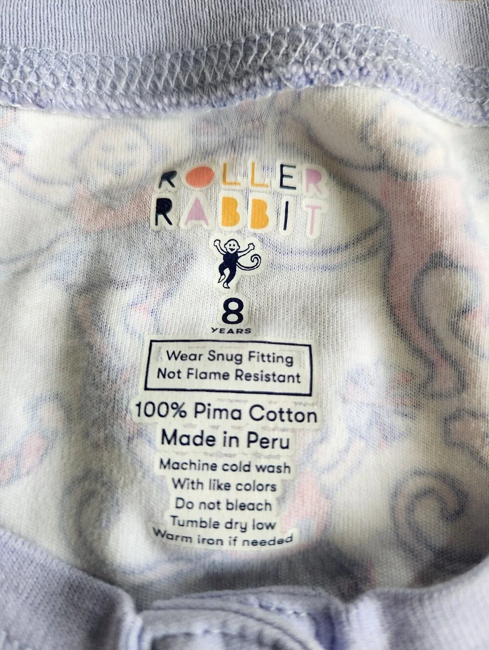 Girls Roller Rabbit Pajama Top Size 8